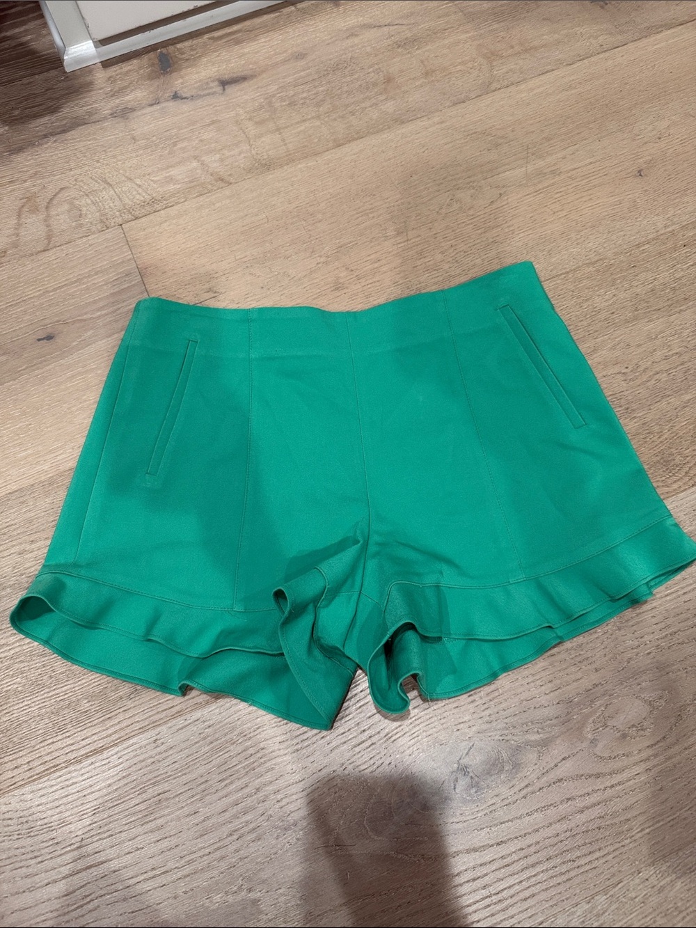 1. State Emerald Green Ruffle Hem Skort-Style Shorts